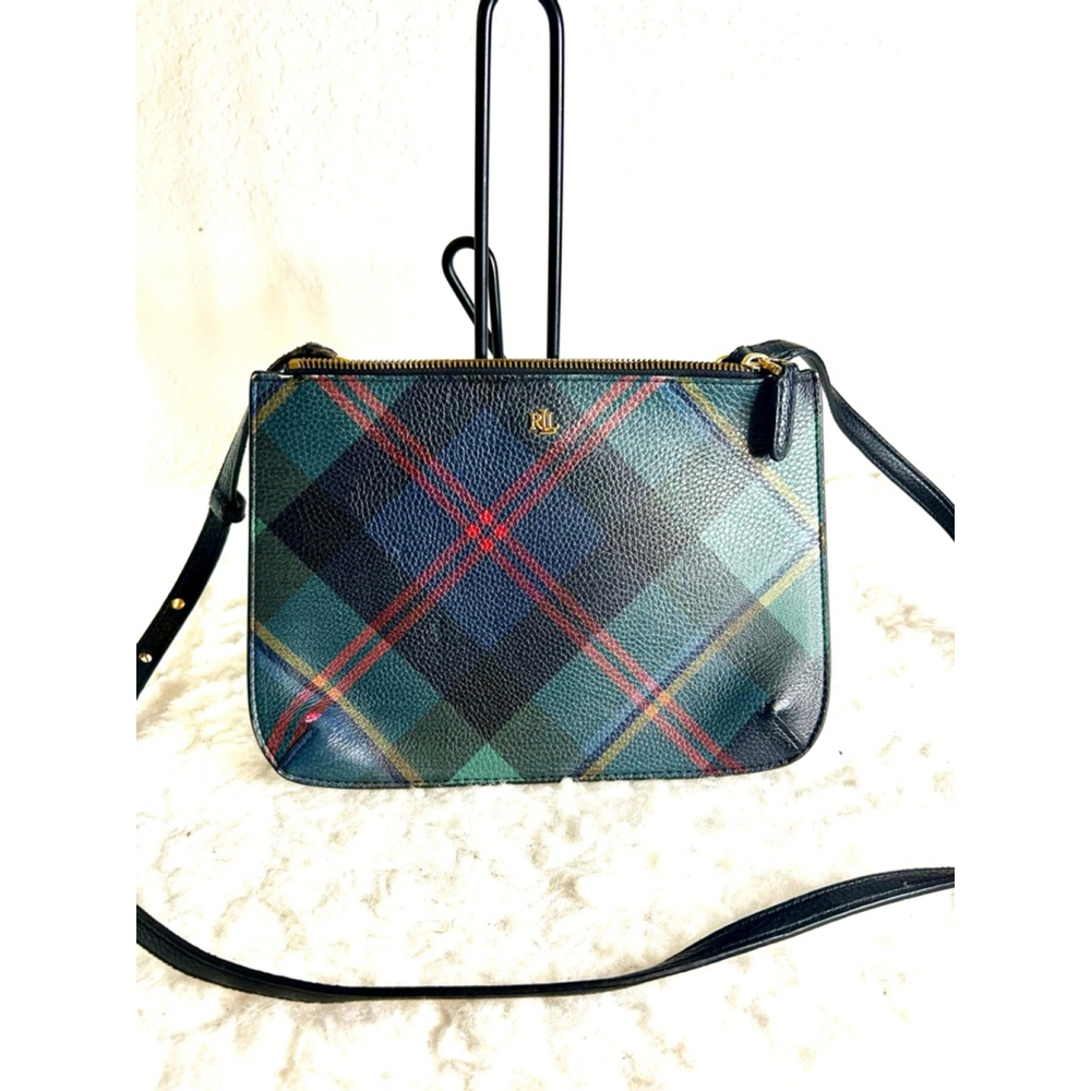 Lauren Ralph Lauren Carter faux-leather tartan crossbody bag small